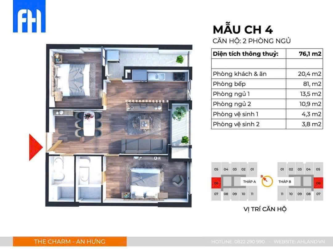 Sở hữu ngay căn hộ cao cấp giá tốt! 🏡 The Charm An Hưng - Căn 2PN hiện đại. - Ảnh chính